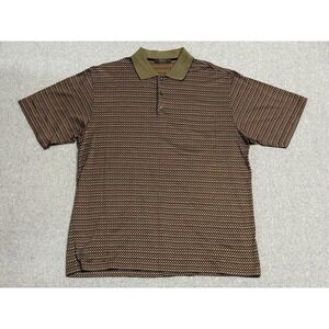 Vira‎ Club Polo Shirt Mens XL Multicolor Geometric Knit Short Sleeve Cotton